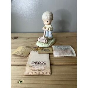 Precious Moments "Mow‎ Power To Ya!" Figurine. 80's